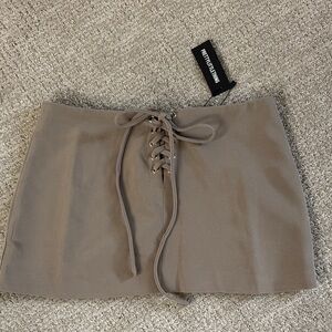 PrettyLittleThing Brown Lace-Up Mini Skirt